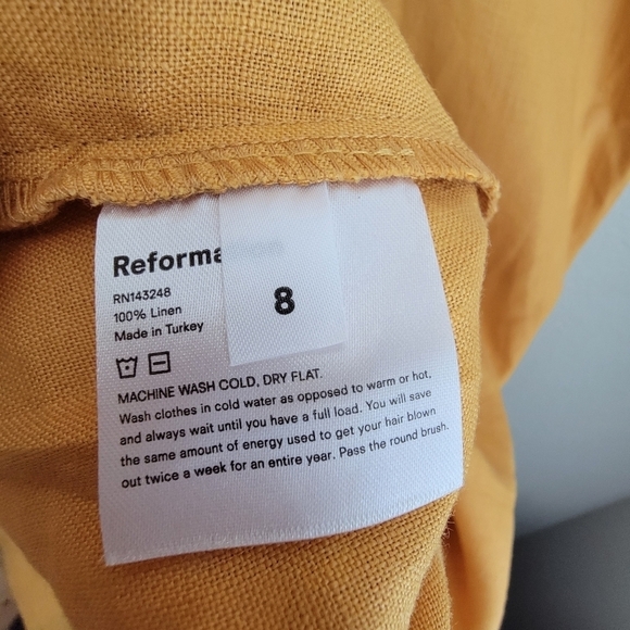 Reformation Nebraska Dress in Ochre size 8 NWT - Picture 8 of 10